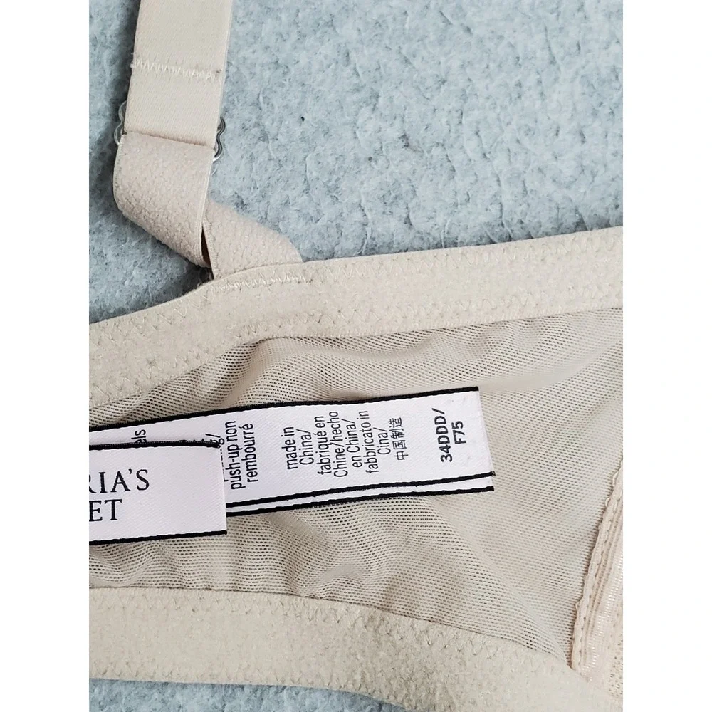 Victoria's Secret Women Bra 34DD Beige Dream Angels Push Up No Padding Underwire